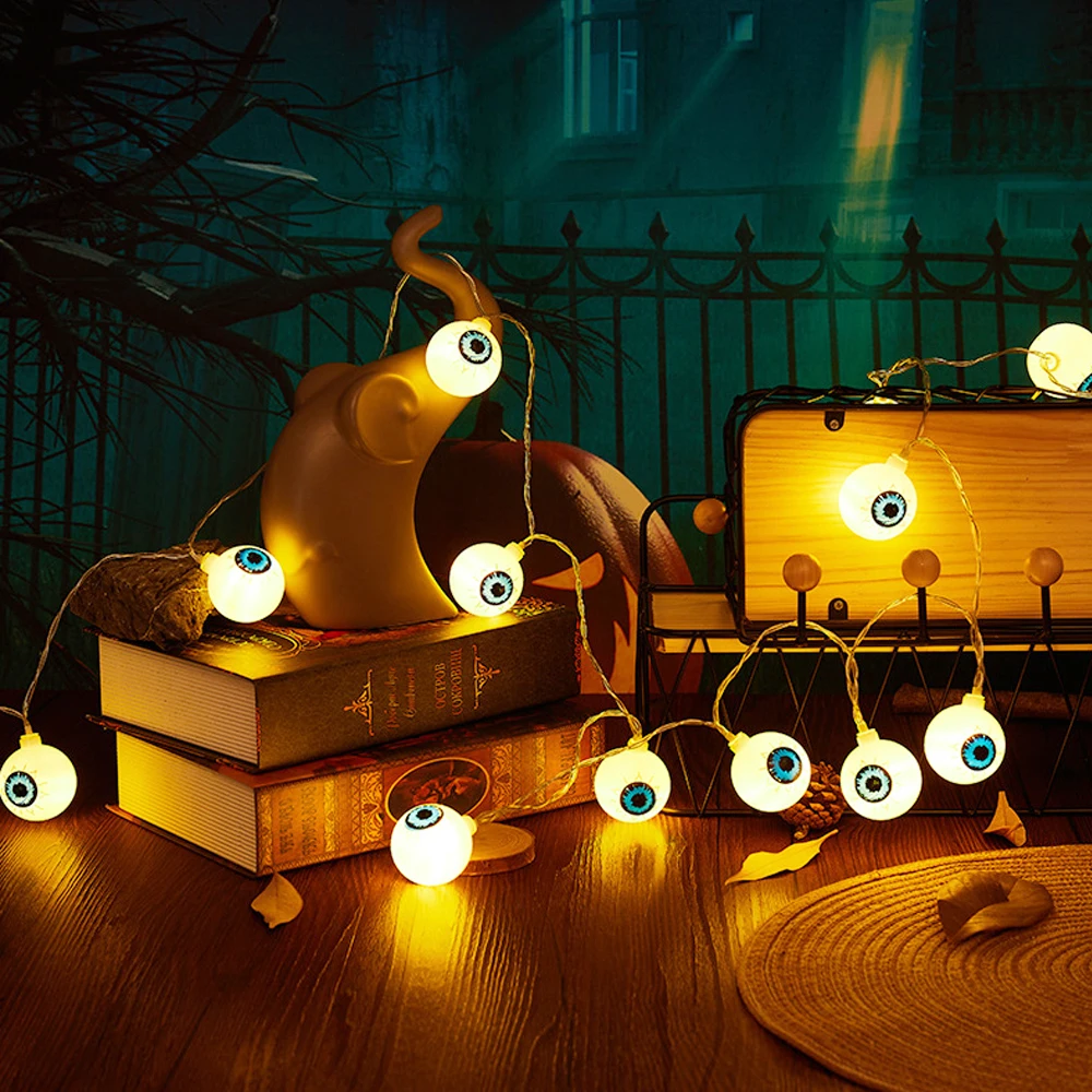 DC4.5V Halloween Pumpkin Funny Scary Eyeball Led Ghost Festival Light String Holiday Courtyard Room Decoration Lantern