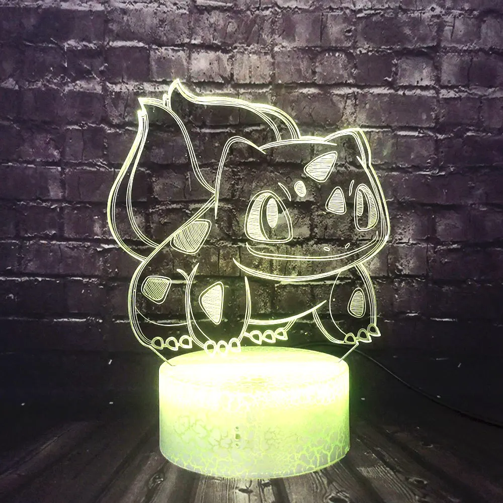 Милый 3D Визуальный мультфильм семена лягушки Bulbasaur USB лампа Pokeball Pokemon Go игра