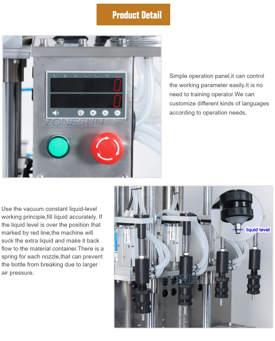 ZONEPACK ZS-YTZL500 5-500 мл 4 головки Настольная полуавтоматическая вакуумная жидкая парфюмерная бутылка для воды Машина для наполнения флаконов 