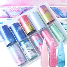 10 шт./компл. ногтей Фольга s наклейки гелевые чернила градиент Цвет передачи Фольга обертывания Голографическая клейкая Маникюр конструкции Наклейки TRXKH40-58