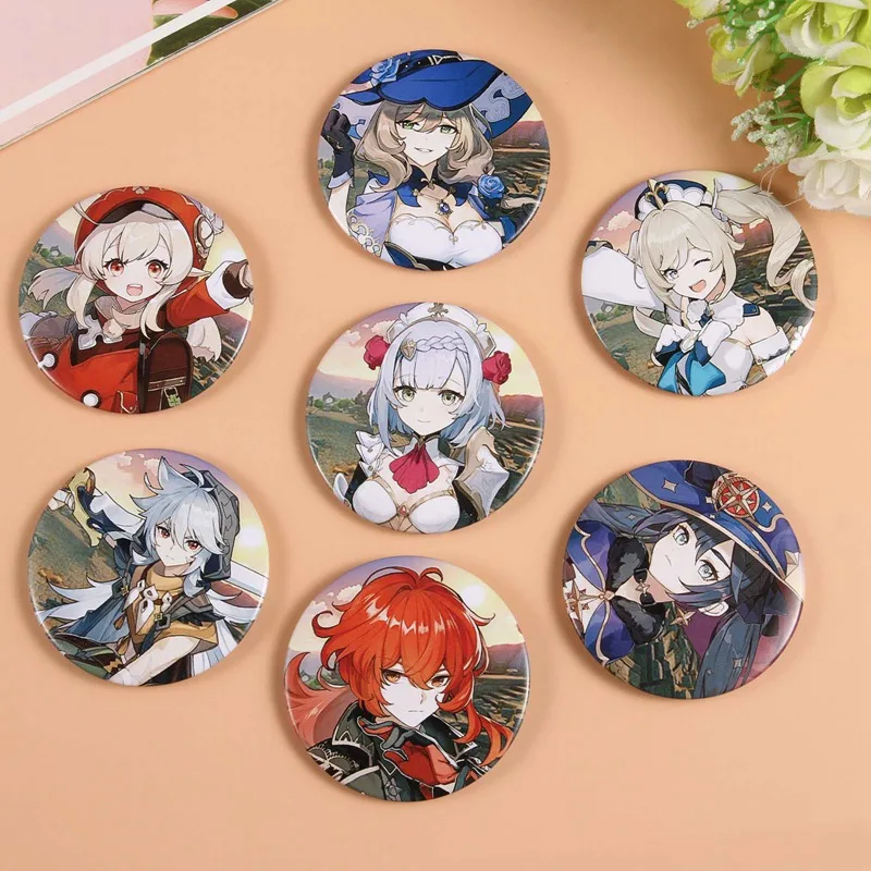 58mm Genshin Impact Brooch Pin Cosplay Badge Accessories For Clothes Backpack Decoration Gift