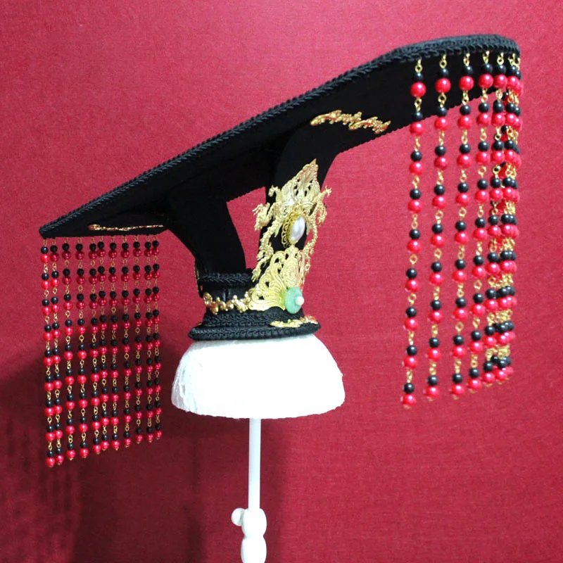 Древний китайский император МИАН шляпа Тиара для волос актер ли зейтинг трон церемония кисточкой Тиара для волос для ТВ игры Легенда Wu Zetian