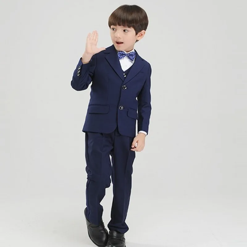 

Custom Made Boy Tuxedos Notch Lapel Children Suit Two Buttons Blue Kid Wedding/Prom Suits for weddings (Jacket+Vest+Pants+Tie )