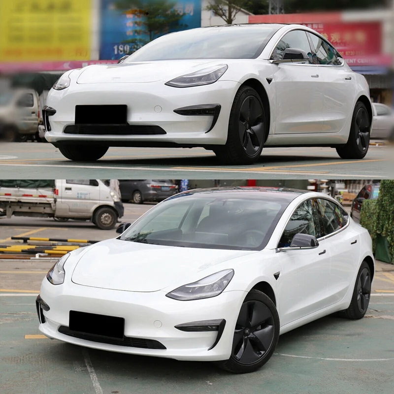 Автомобильный карбоновый бампер модификация для Tesla модель 3 Защита фар 2 шт