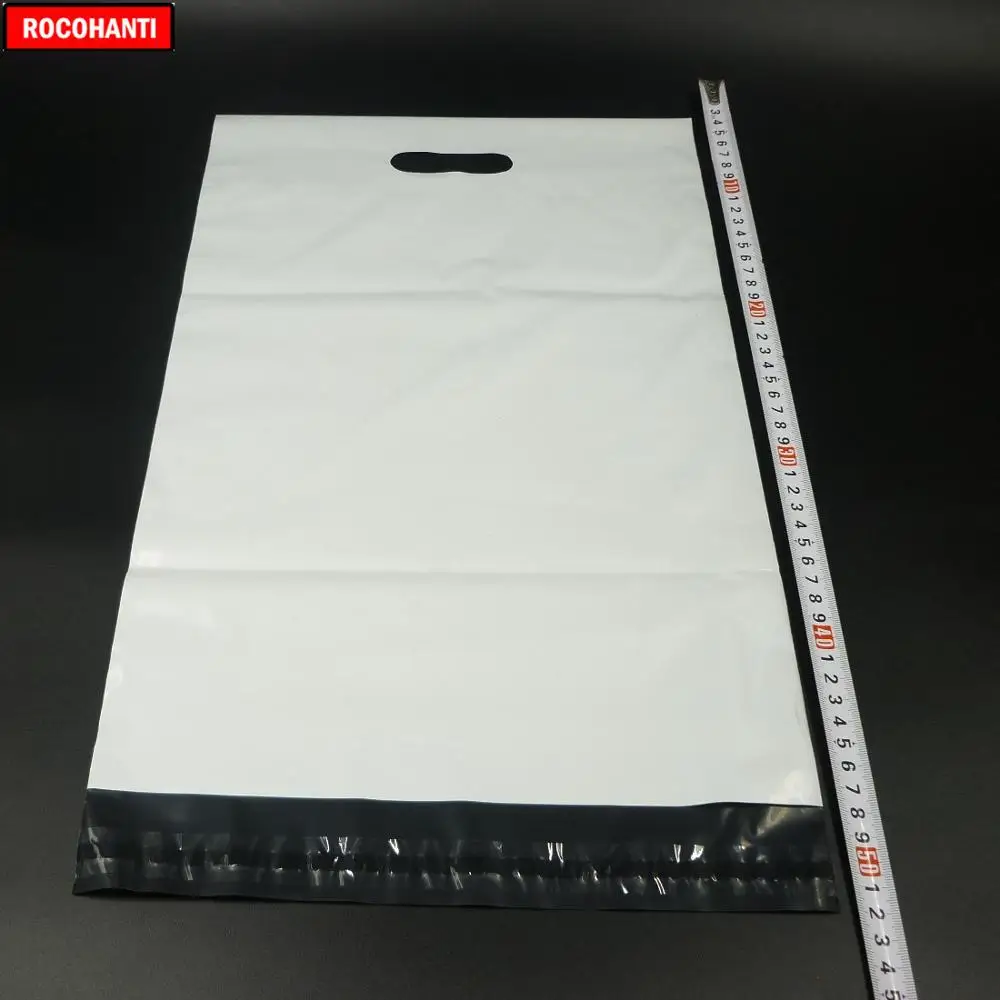 손잡이가 달린 맞춤형 로고 인쇄 폴리 우편함 우편함 봉투, 택배 선물 포장 가방, 100 개