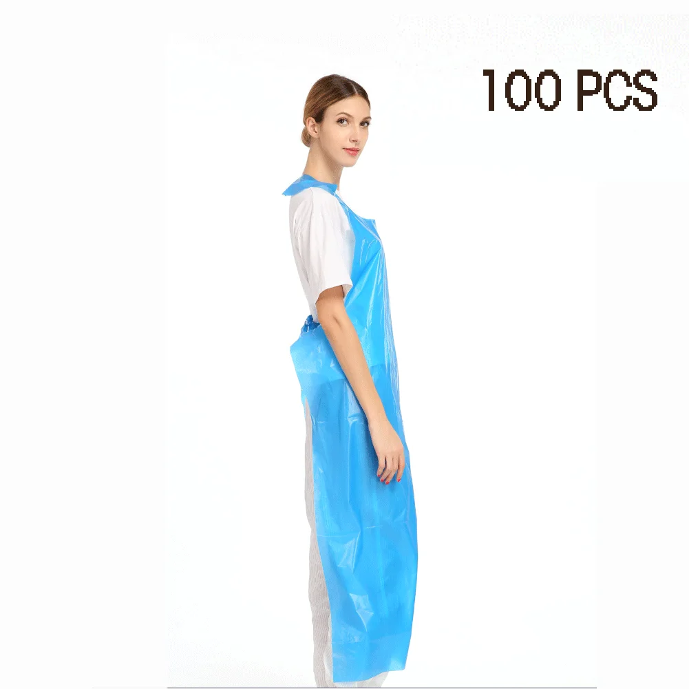 100pcs/set Disposable plastic Apron waterproof oil-proof clothes Multifunctional Cooking Painting kitchen For Men Women Dinner P