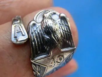 

American Elite Classic Collection 925 Sterling Silver Eagle Five-pointed Star Auspicious Ring