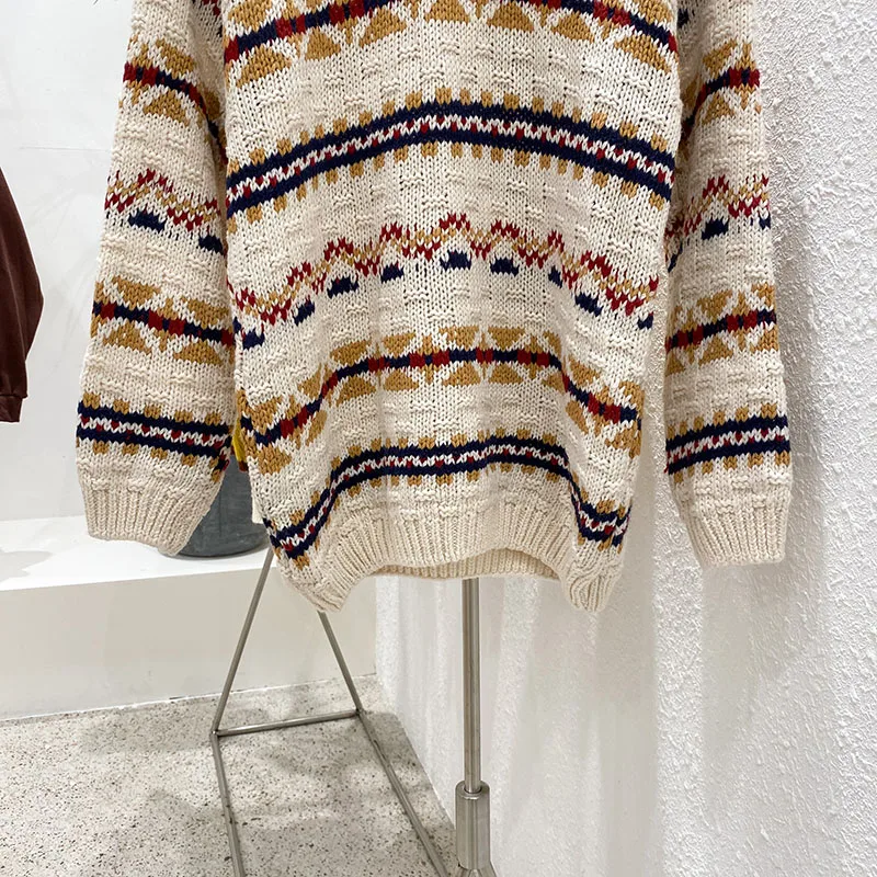 Mooirue зимний женский мягкий свитер с винтажным принтом Повседневная Уличная одежда с круглым вырезом Harajuku Пуловеры теплые вязаные топы в Корейском стиле