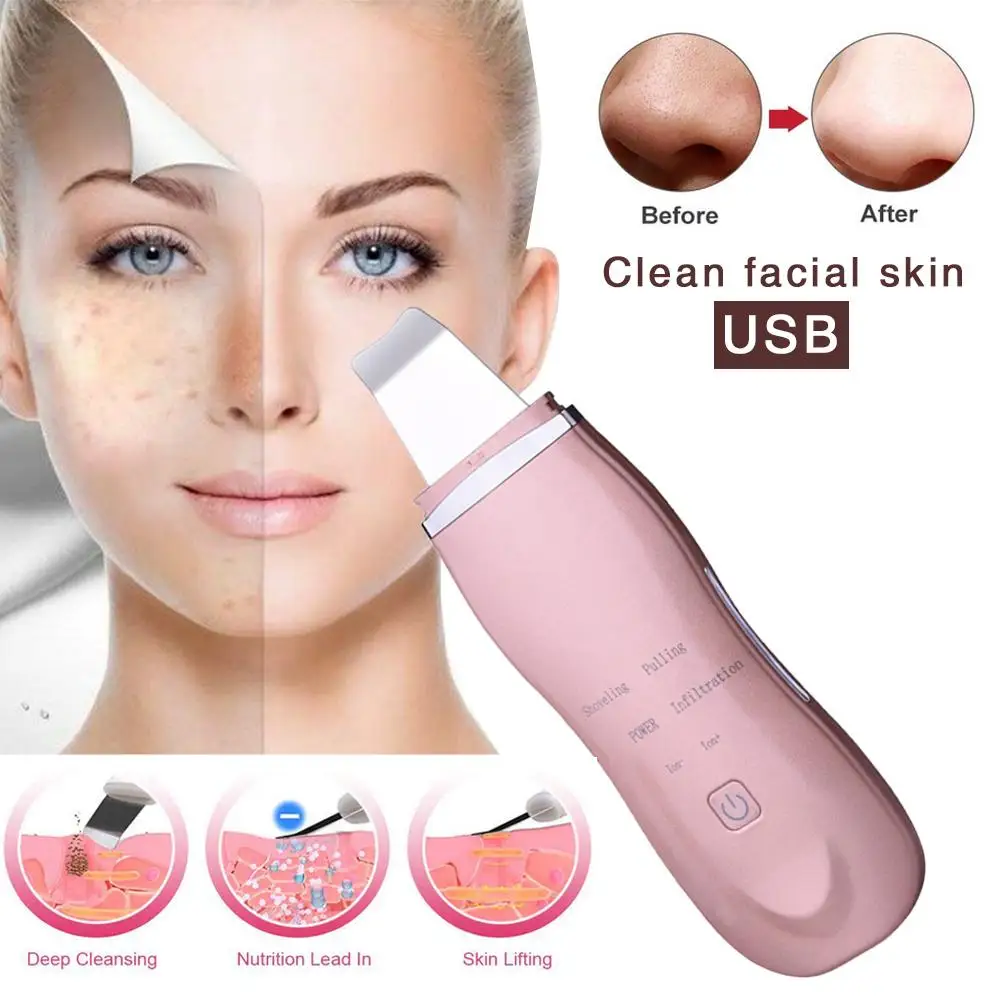 

Facial Skin Scrubber Remove Blackheads Ultrasonic Face Scrubber Skin Care Peeling Wrinkle Removal Machine Cleaner