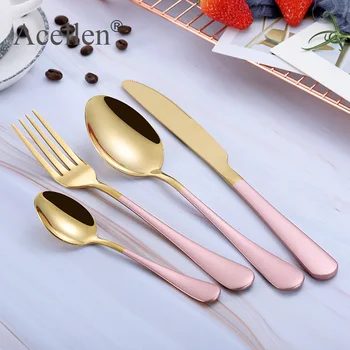 

Tablewellware 24pcs Dinnerware Set Cutlery Forks Knives Spoons Tableware Box Stainless Steel Cutlery Gold Fork Spoon Knife Set