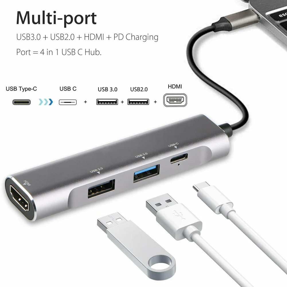 4 в 1 usb type-C концентратор к 4K HDMI USB 3,0 зарядка PD адаптер для Macbook Pro ноутбук ПК SD998