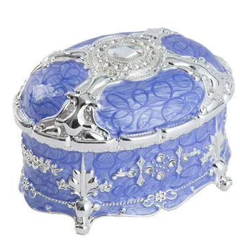 

Oval Case Gift Display Retro Enamel European Style Home Travel Portable Vintage Jewelry Box Trinket Chest Necklace Dustproof