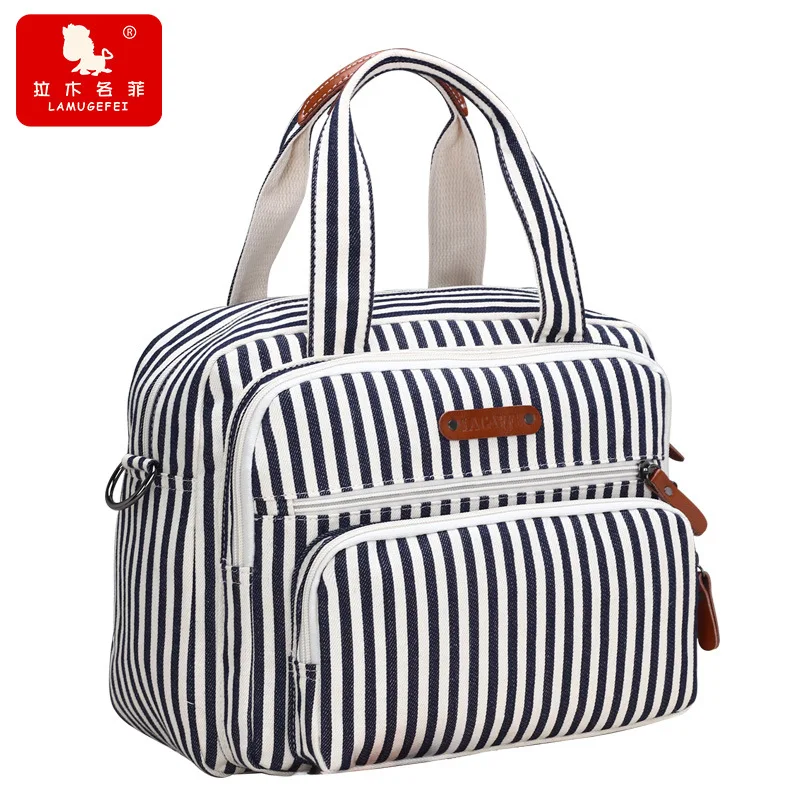 Ла Mu каждый фенантрен стиль сумки из натуральной кожи, Модные Полосатые мульти-функциональный Холст сумка Для женщин большой Ёмкость рюкзак
