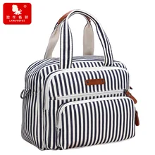 Ла Mu каждый фенантрен стиль сумки из натуральной кожи, Модные Полосатые мульти-функциональный Холст сумка Для женщин большой Ёмкость рюкзак