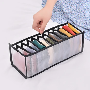 

Underwear Storage Organizer Box 3Pcs/Set Socks/Scarf/Bra Grid Wardrobe Drawer Organizer Foldable Closet Fabric Home Container