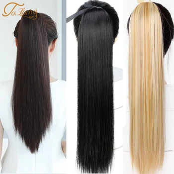 

TALANG Afro Fake Hair Bun blackStraight Drawstring Ponytail Wig False Hairpiece Ponytail Synthetic Clip in Hair Extensions