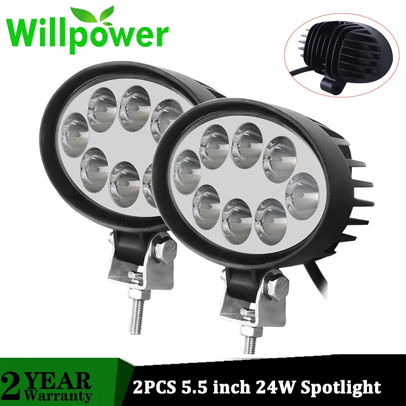 

Willpower 2pcs 5.5 inch 24W LED Work Light Oval Spot Beam Led Offroad Lights Fog Lamps for SUV Boat Car Truck tractor 4WD 4x4