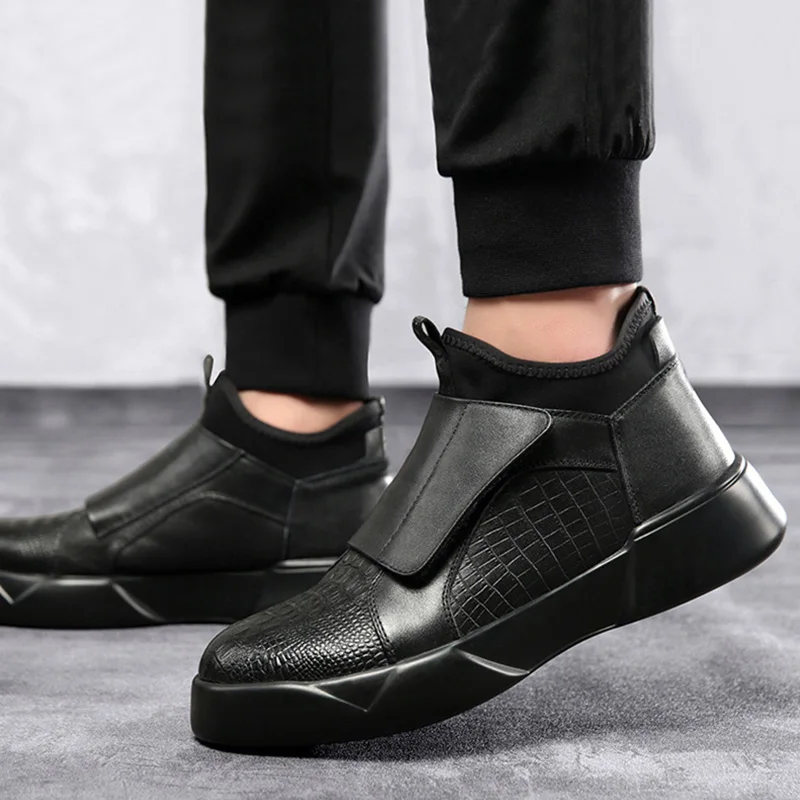 Black Leather Shoes Men Early Winter Boots Cool Young Men Fashion Chelsea Boots Men Casual Shoes Male Winter Footwear A1756