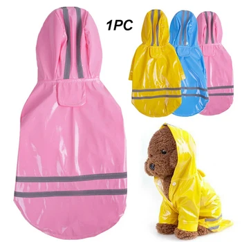 

Spring Summer Dog Raincoat PU Reflective Puppy Pet Rain Coat Hooded Waterproof Dog Jacket Clothes S-XL