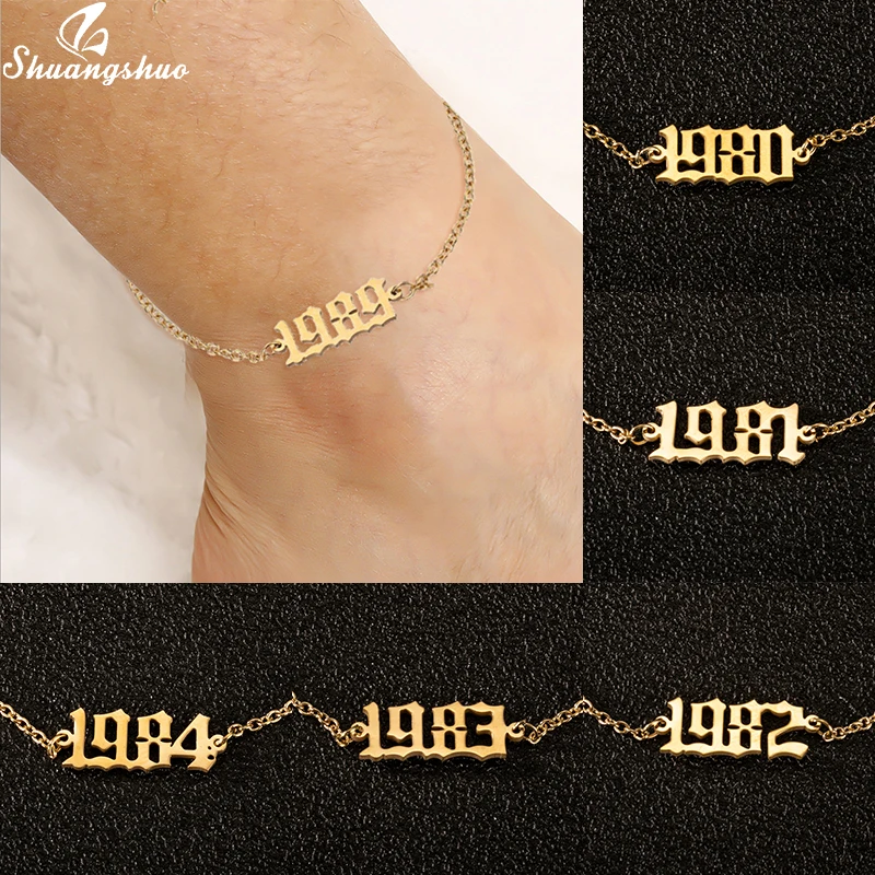 Boho English Number Letter Ankle Leg Bracelet Jewelry 1980-2000 Birth Year Anklet Stainless Steel Custom Date Anklet Best Friend Boho English Number Letter Ankle Leg Bracelet Jewelry 1980-2000 Birth Year Anklet Stainless Steel Custom Date Anklet Best Friend