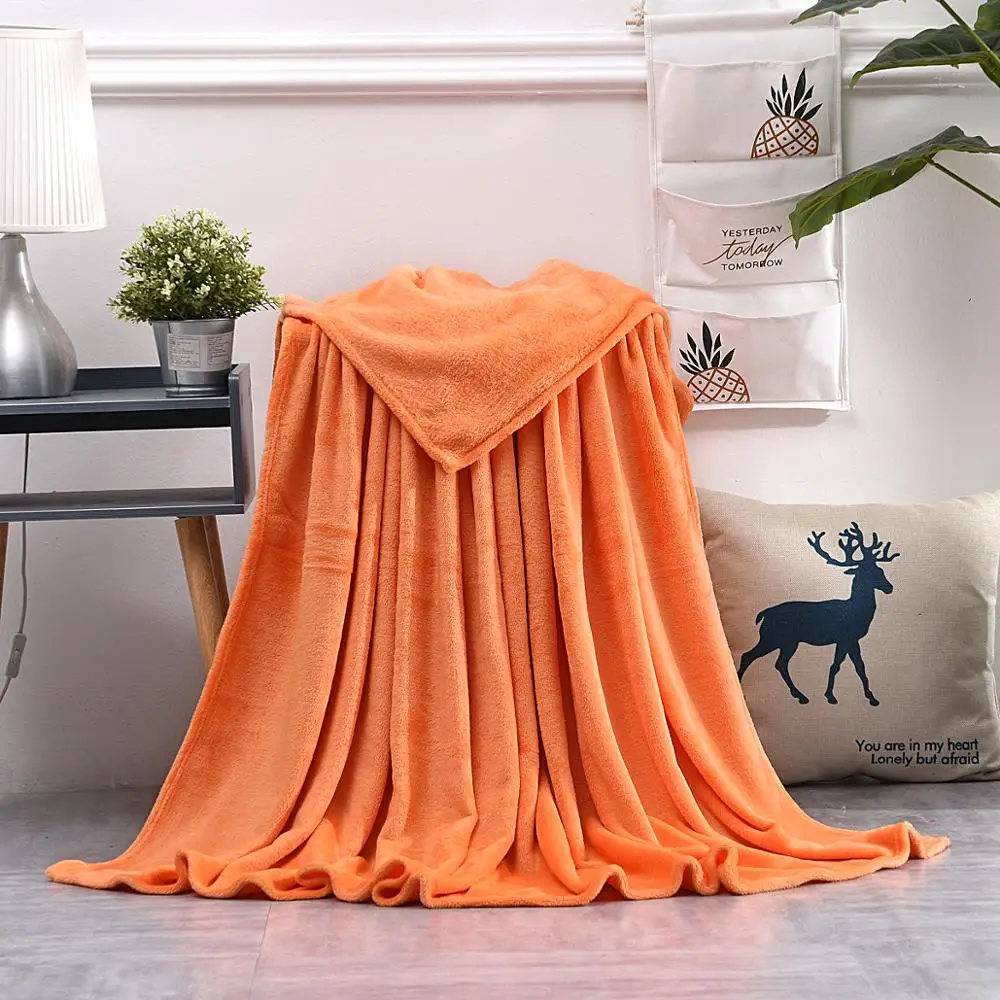 Однотонное фланелевое одеяло красного, серого, оранжевого цвета, утолщенная фланелевая зимняя простыня, офисный диван, дорожный плед для детей и взрослых