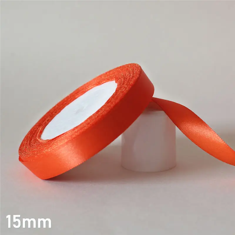 25 ярдов/6 мм-50 мм оранжевый красный Шелковый Атласный ленточный материал для поделок для выпускного вечера вечерние украшения Свадебная подарочная коробка упаковка аксессуары D7 - Цвет: 15mm