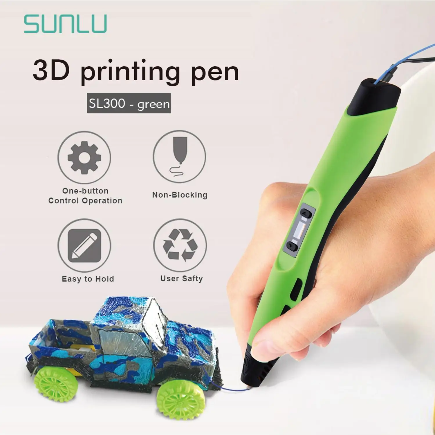 SUNLU цифровая 3D печать Ручка SL-300 3D Ручка для 1,75 мм PLA/ABS нити для детей DIY автомобильный набор игрушек