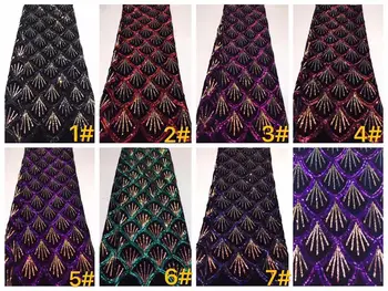 

Double Color Embroidery Sequins Lace For Wedding Dress African High Quality Lace Latest African Laces with gold Sequin Fabric Z8