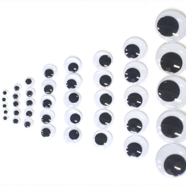DIY Wiggly Googly Eyes Black White Self-Adhesive Doll Eye Movable Simulation Animal Eyeball Kindergarten Children Craft Supplies