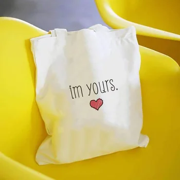 

Text Design Pattern Canvas Tote Bag Shopping Bag Handbag Custom Print Logo DIY Eco Ecologicas Reusable Recycle Daily Use