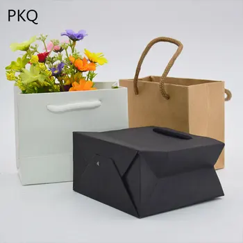 

30pcs White Kraft Paper Bag with Handle Wedding Party Favors Bag Fashionable Jewelry Gift Bags Multifunction Paper Packaging Bag