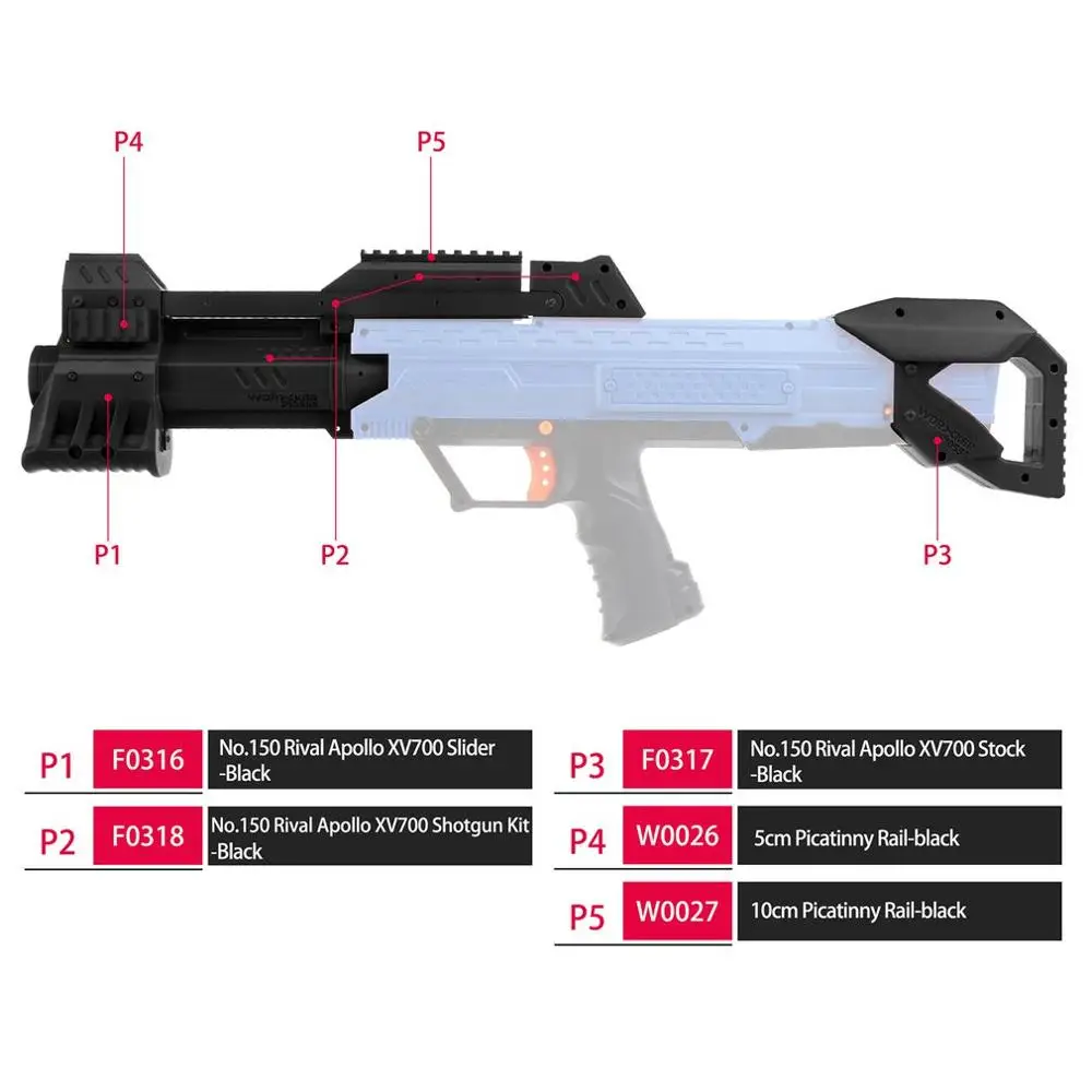 Рабочий ABL W001 3D печать No.150 черная ручка выдвижной набор комбо для Nerf Rival Apollo XV700