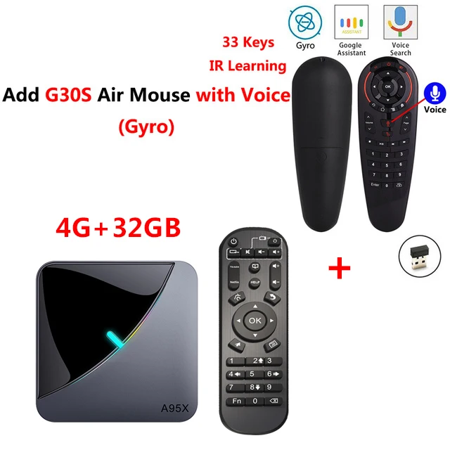 A95X F3 Air Amlogic S905X3 четырехъядерный Android 9,0 Смарт RGB светильник ТВ коробка 4 ГБ 32 ГБ 2,4 и 5,8 ГГц Wifi ТВ-приставка 8k медиаплеер - Цвет: 4G64G add g30s