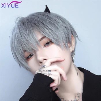 

XIYUEMen Boy Short Straight Cosplay Men Party Black Heat Resistant Synthetic Hair Wigs Cosplay Wig Heat Resistant Synthetic Hair