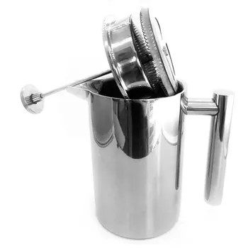 

Stainless Steel Pressure Pot Coffee Pot With Filter Double Insulation Tea Pot Large Capacity Manual Cafe Maker