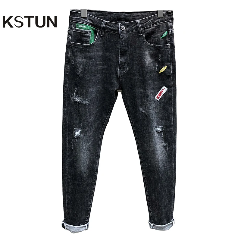 Ripped Jeans for Men Skinny Jeans Men Stretch Distressed Colorfully Patch Fashion Designer Jeans Men High Quality pantalon Jean Ripped Jeans for Men Skinny Jeans Men Stretch Distressed Colorfully Patch Fashion Designer Jeans Men High Quality pantalon Jean