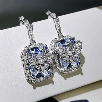 

Female Luxury Crystal Butterfly Stud Earrings Claw Design AAAAA Zircon Cute Animal Wedding Bridal Promise Earrings for Women