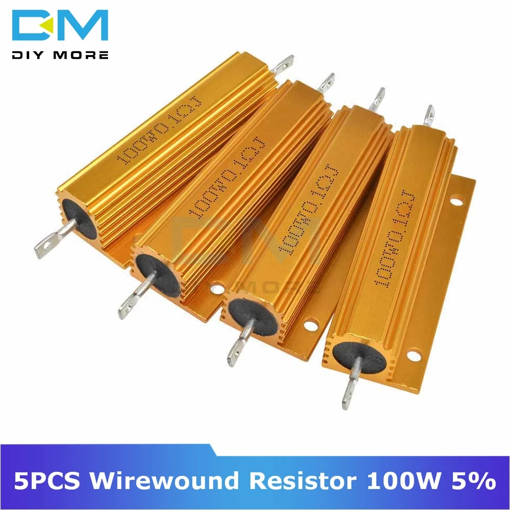 5 шт. 0.5R 1R 2R 4R 6R 8R 10R 20R 100 Вт 5% + алюминиевый корпус Чехол мощный проволочный резистор