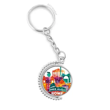 

Italy Rome Landscape Customs Landmark Rotatable Key Chain Ring Keyholder