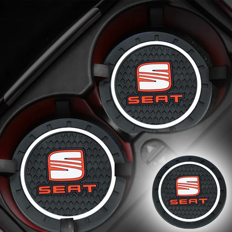 

1pcs Car Logo Coaster Water Cup Slot Non-Slip Mat Pad for Seat Leon Ibiza Alhambra Niva Kalina Priora Granta Largus Car Styling