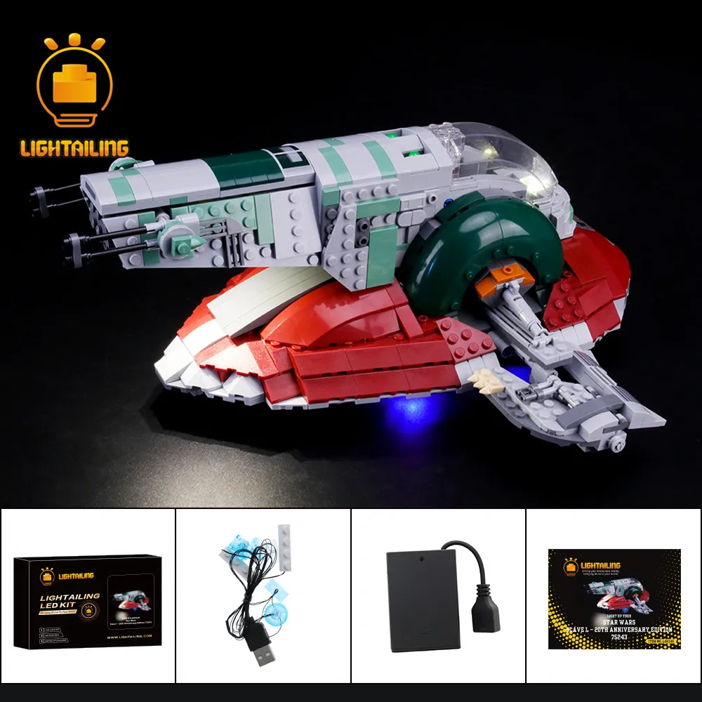 Осветительный светодиодный комплект для серии Star-Wars 75243 Slave l-20th anniversary Edition комплект освещения