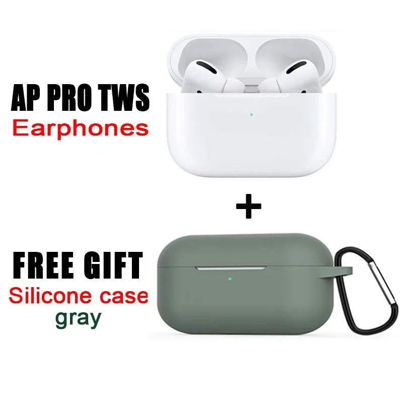 Airpods pro air pods ear pods pro tws беспроводные bluetooth наушники, стерео наушники, гарнитура с шумоподавлением, наушники Bluetooth для apple android - Цвет: earphone (gray case)