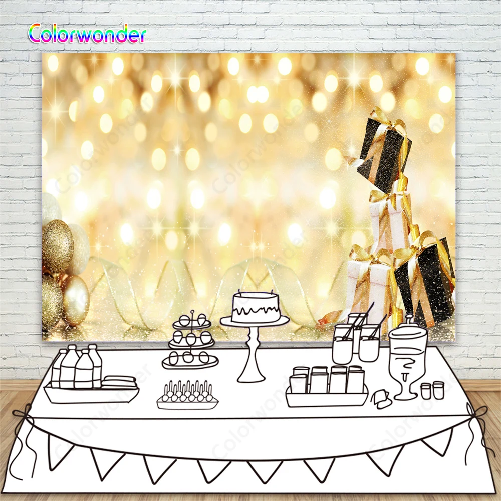 Golden Ball And Gift Box Chirstmas Background Bokeh Polka Dots Sparkle Kids Children Baby Birthday Party Photo Studio Backdrop |
