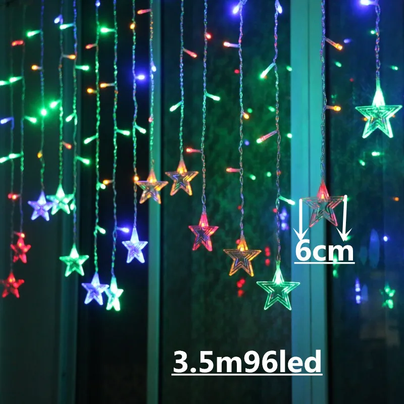 Рождественские украшения для дома 3x1/3x2/3 м x 3 м 300LED строка светильник год гирлянда с утолщённой меховой опушкой, декоративные el женщины в китайском стиле Noel натальные - Цвет: star Colorful