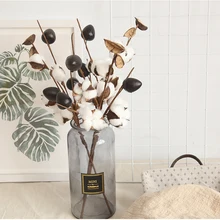 Натуральный сушеный хлопок цветок искусственные растения Цветочная ветка для свадебной вечеринки Декоративные искусственные цветы домашний декор