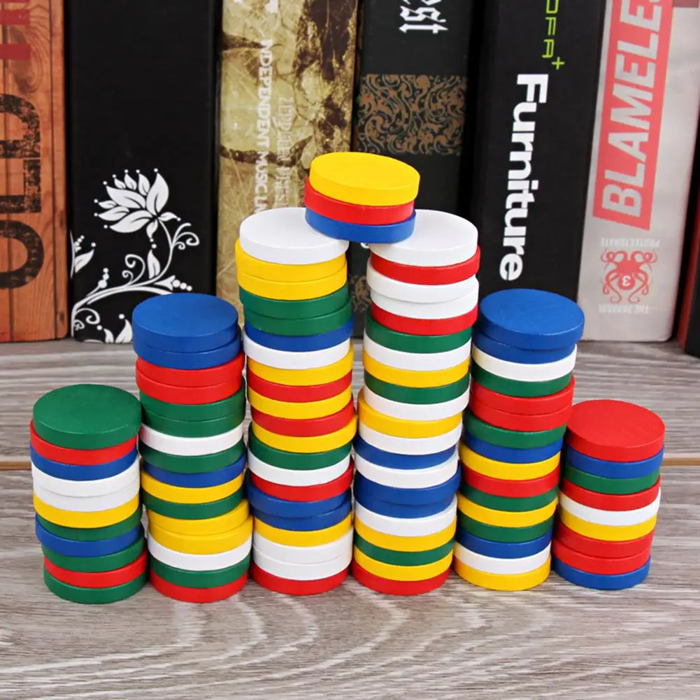 100Pcs/Set Wooden Colorful Disc Chips Mathematics Teaching Aids Kids Educational Toys for Children Gift | Игрушки и хобби
