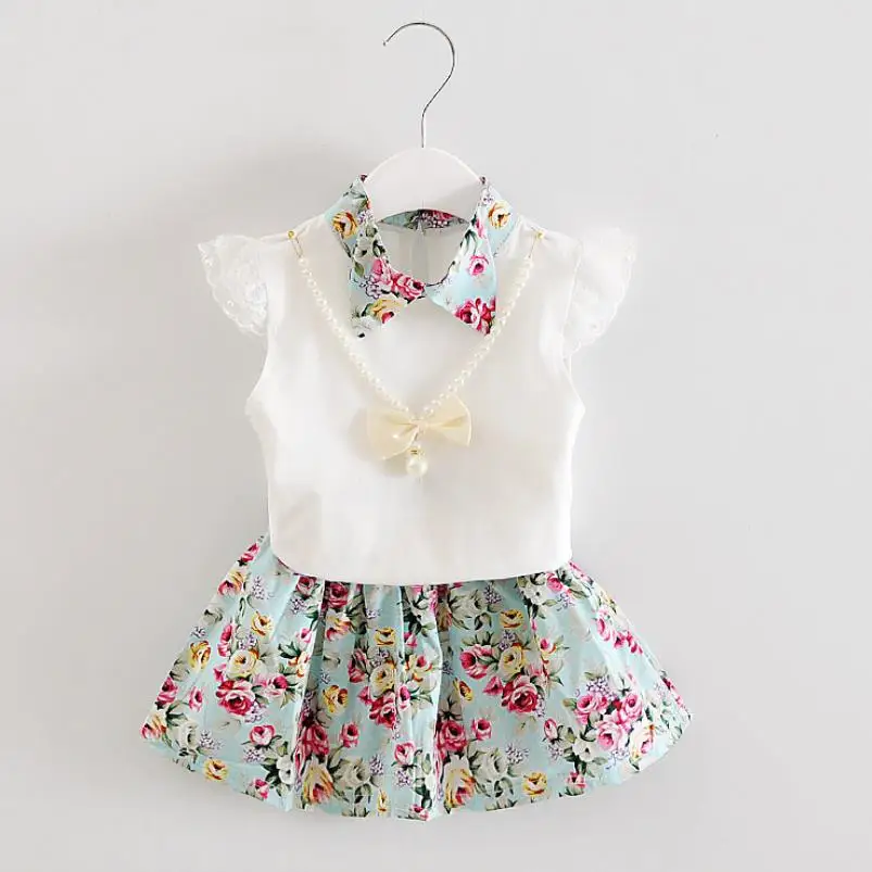 Clothing Sets expensive 2021 Kids Baby Girl Clothing Set Bowknot Summer Floral T-shirts Tops and Pants Leggings 2pcs Cute Children Outfits Girls Set cute Clothing Sets