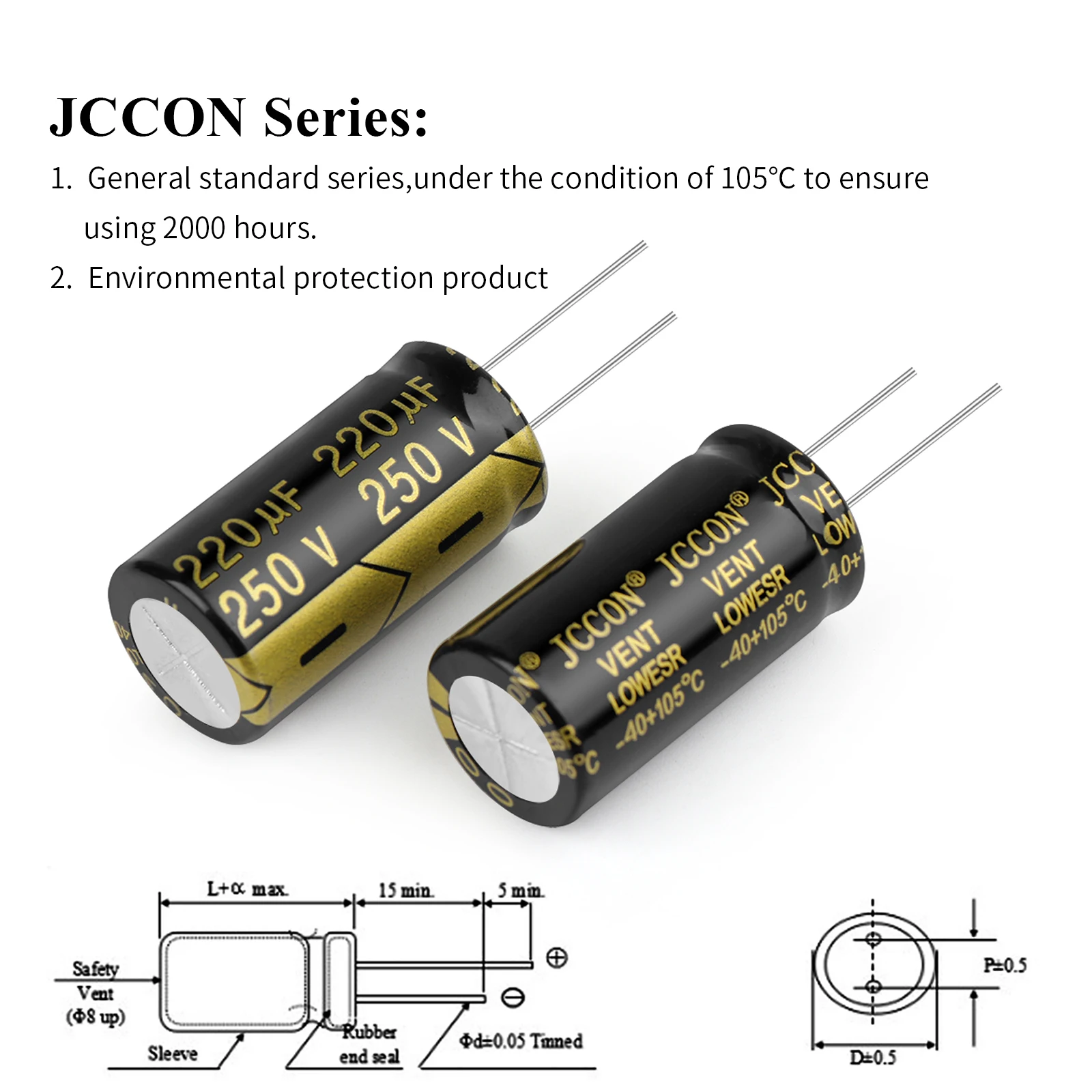 JCCON Aluminum Electronic Capacitor 2Pcs 25/35/50/63/100/160/200/250/450V High Frequency Low ESR Capacitors Capacitance aluminum capacitor aluminum electrolytic capacitor