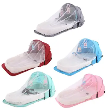

Portable Backpack Bed With Toys For Baby Foldable Baby Bed Travel Sun Protection Mosquito Net Breathable Infant Sleeping Basket