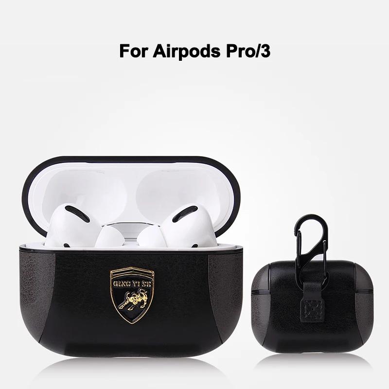 Роскошный кожаный чехол для Apple Airpods Pro противоударный чехол для Airpods Pro 3 2 1 чехол для Apple Air pods 3 Pro защитный чехол - Цвет: Black airpods 3